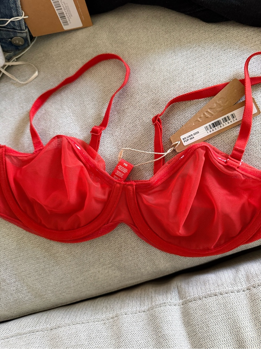 SKIMS Red Sheer Underwire Bra